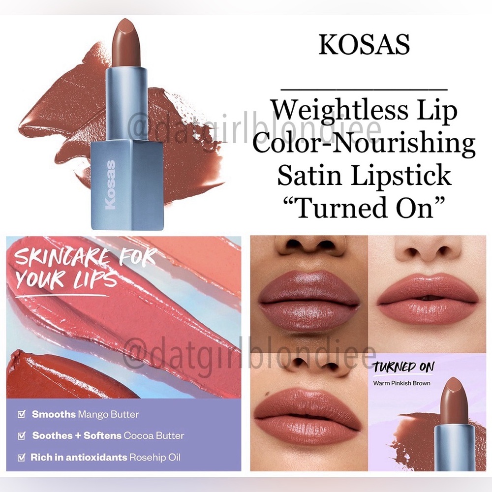 KOSAS: Weightless Lip Color-Nourishing Satin Lipstick (Turned On)